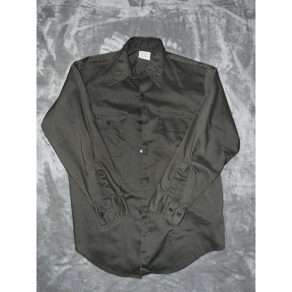 Vintage 60s 70s JC Penney Big Mac Button Up Shirt Size M Dark Green Classic EUC
